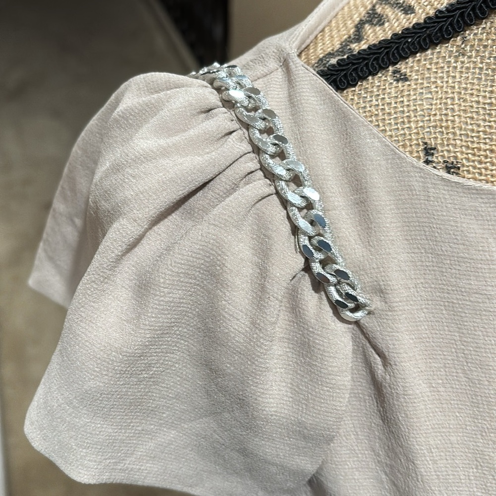 ZARA nude dress with chain detailed shoulders - Picture 5 of 8
